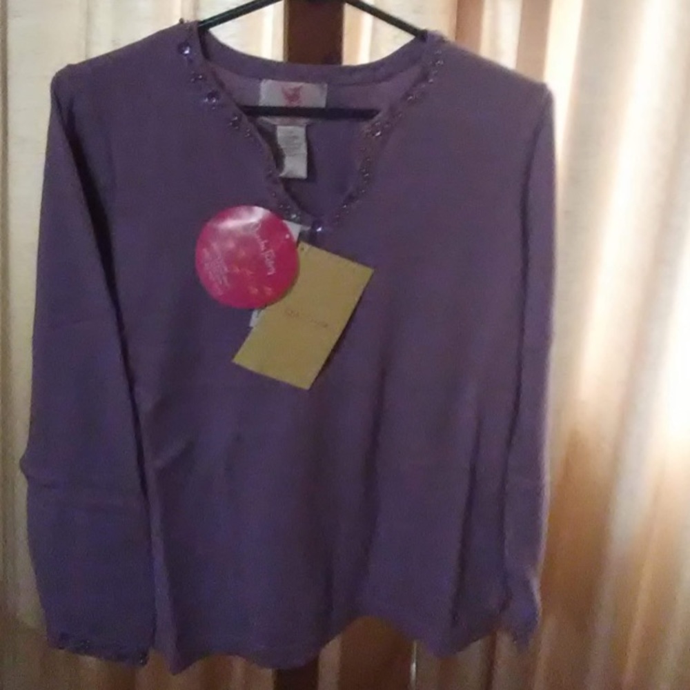 Purple Long sleeve sequin detail shirt